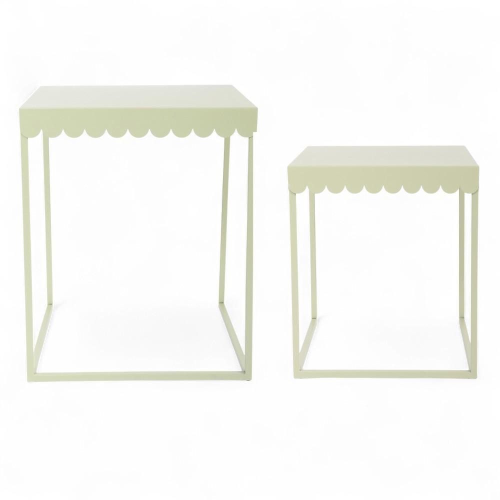 SET 2 TAVOLINI METALLO H.CM.49-40 VERDE